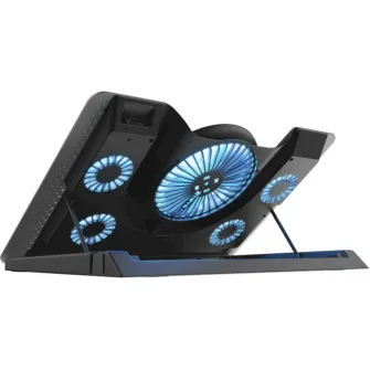 Trust Gaming GXT 1125 Quno, 17.4 Premium LED-illuminated gaming laptop cooling stand with 5 fans, Black