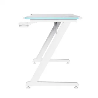 Trust Gaming RGB Desk GXT 709W LUMINUS,120x60cm, FSC-certified wood with anti-scratch top layer with carbon look, edge-integrated RGB LED lighting, on-desk touch controls,  height-adjustable feet, cup holder, headset holder, height 74cm, white