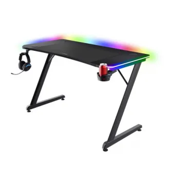 Trust Gaming RGB Desk GXT 710 LUMINUS PRO,120x60cm, FSCВ®-certified wood with anti-scratch top layer with carbon look, edge-integrated RGB LED lighting on 3 sides, wireless charger, on-desk touch controls,  height-adjustable feet, cup holder, headset hold