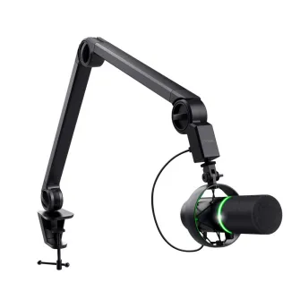 Trust GXT 255+ ONYX professional studio-grade microphone with arm, shock mount, pop filter, adjustable LED lighting rin, Echo cancellation, Cardioid, USB, black