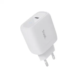 Trust Maxo 65W Universal USB-C Charger,  Charging technology USB-C, USB PD 3.0 + PPS, output (5, 9, 12, 15, 20V; max 3A), with included 2m USB-C cable, White
