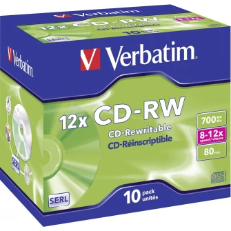 Verbatim DataLifePlus CD-RW SERL 700MB 12X SCRATCH RESISTANT SURFACE  - Jewel Case 10pcs.