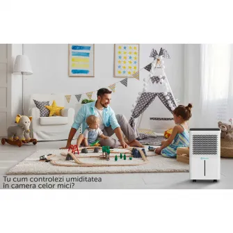 Dezumidificator AlecoAir D10 Junior,10 litri/zi, Uscare Rufe, Display digital, Debit Aer 80 mc/h, Higrostat, Timer, Auto-restart