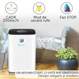 Dezumidificator si purificator AlecoAir D35 KOSMO, 35 l /24h, WiFi, Filtru 3 in 1, Indicator PM2.5, Uscare Rufe