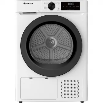 Uscator de rufe VORTEX VUR9PWH01S, Pompa de caldura, 9 kg, 15 programe, Clasa E, alb