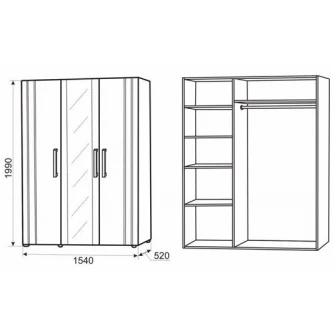 Dulap cu Balamale Ambianta Fenix 1540x1990mm Nut