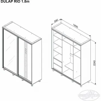 Dulap cu usi glisante Ambianta Rio 1.8m White