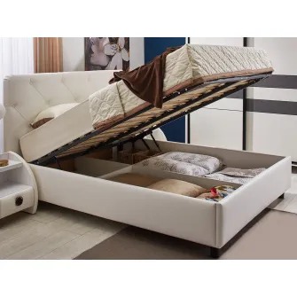 Promo Set Pat Ambianta Cristal 1.4m Alb + Saltea ortopedica Ambianta Somneo Eco 140x200x20