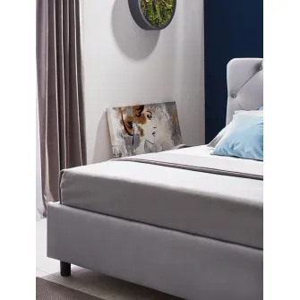 Promo Set Pat Ambianta Cristal 1.4m Gri + Saltea ortopedica Ambianta Somneo Eco 140x200x20