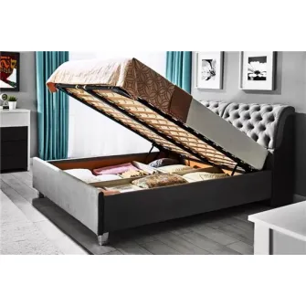 Promo Set Pat Ambianta Frankfurt 1.8m Gray + Saltea ortopedica Ambianta Somneo Lux 180x200x23.5