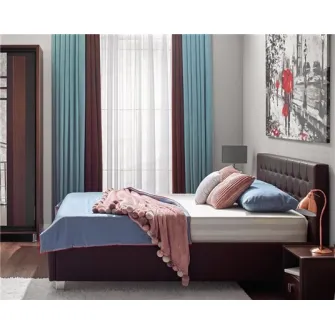 Promo Set Pat Ambianta Rio 1.8m Sonoma inchis + Saltea ortopedica Ambianta Somneo Lux 180x200x23.5