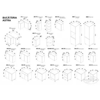 Set bucatarie Ambianta Astra 2.4x2.5 m Alb + servicii de modelare si vizualizare CADOU