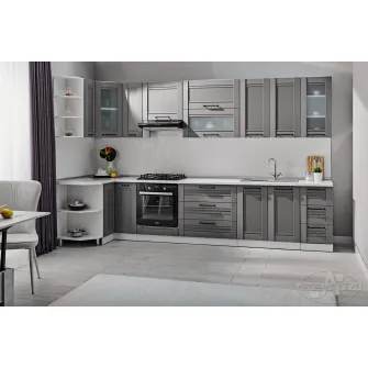 Set bucatarie Ambianta Felicia gri 3,5 m + servicii de modelare si vizualizare CADOU