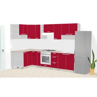 Set bucatarie Ambianta Fresh 1.5x2.9 m (bordo) + servicii de modelare si vizualizare CADOU
