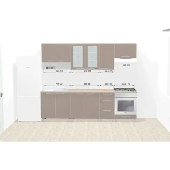 Set bucatarie Ambianta Fresh 2.6 m (cappuccino) + servicii de modelare si vizualizare CADOU