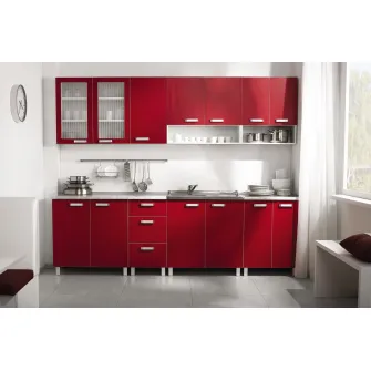 Set bucatarie Ambianta Fresh Bordo 2.6 m + servicii de modelare si vizualizare CADOU