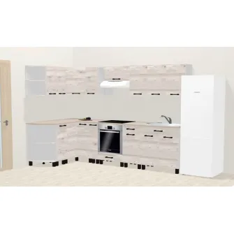 Set bucatarie Ambianta Iris 1.5x2.9 m (alb samoa) + servicii de modelare si vizualizare CADOU