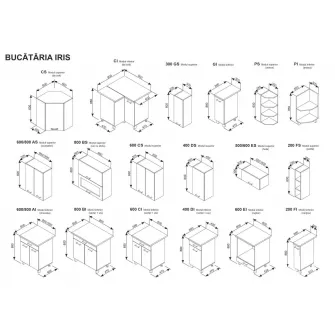 Set bucatarie Ambianta Iris 1.5x2.9 m (gri) + servicii de modelare si vizualizare CADOU