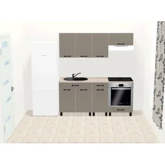 Set bucatarie Ambianta Iris 1.8 m (gri) + servicii de modelare si vizualizare CADOU