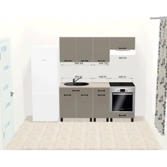 Set bucatarie Ambianta Iris 1.8 m (gri) + servicii de modelare si vizualizare CADOU