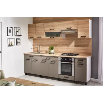 Set bucatarie Ambianta Iris 2.6 m (gri, bardolino) + servicii de modelare si vizualizare CADOU
