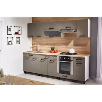 Set bucatarie Ambianta Iris 2.6 m (gri) + servicii de modelare si vizualizare CADOU