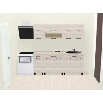 Set bucatarie Ambianta Iris 2 m (alb samoa) + servicii de modelare si vizualizare CADOU