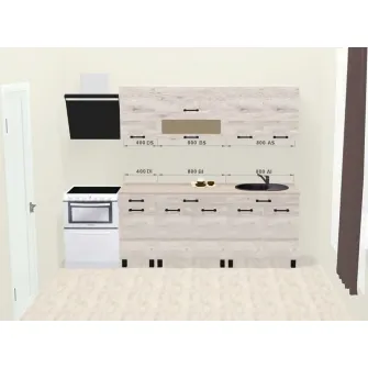 Set bucatarie Ambianta Iris 2 m (alb samoa) + servicii de modelare si vizualizare CADOU