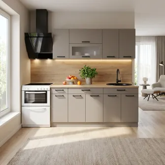 Set bucatarie Ambianta Iris 2 m (gri) + servicii de modelare si vizualizare CADOU