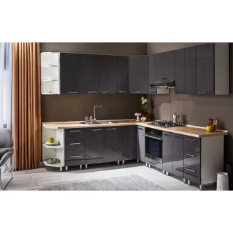 Set bucatarie Ambianta Perla 2.4/2.5 m Antracit + servicii de modelare si vizualizare CADOU