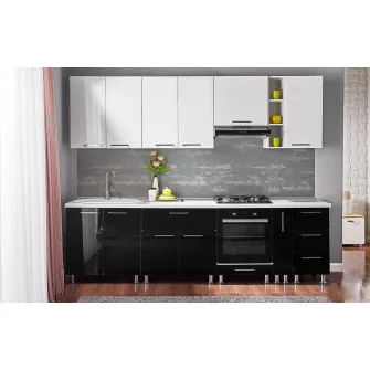 Set bucatarie Ambianta Perla 2.6 m Black + servicii de modelare si vizualizare CADOU