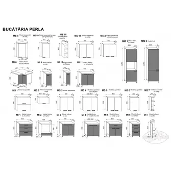 Set bucatarie Ambianta Perla 3,5 x 2,4 m + servicii de modelare si vizualizare CADOU