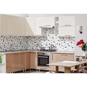 Set bucatarie Ambianta Perla Creme/Cappuccino (2.1x2.5 m) + servicii de modelare si vizualizare CADOU