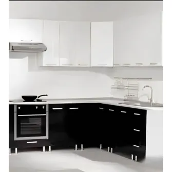Set bucatarie Ambianta Perla White/Black (2.1x2.1 m) + servicii de modelare si vizualizare CADOU