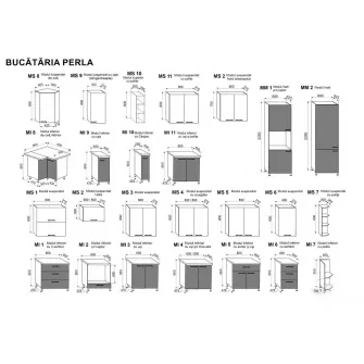 Set bucatarie Ambianta Perla White/Black (2.1x2.4 m) + servicii de modelare si vizualizare CADOU