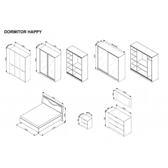 Set dormitor Ambianta Happy Grafit