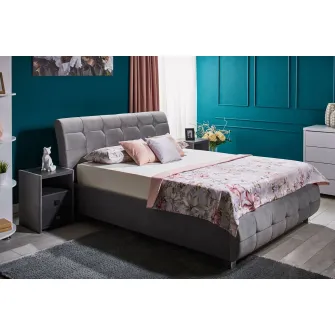Set dormitor Ambianta Samba 1.4 m Grey, Modern