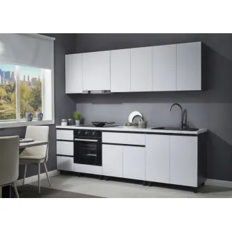 Set mobila bucatarie Ambianta Astra 2.6 m Alb + servicii de modelare si vizualizare CADOU