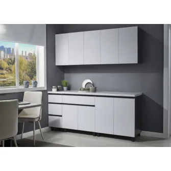 Set mobila bucatarie Ambianta Astra 2 m Alb + servicii de modelare si vizualizare CADOU