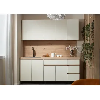 Set mobila bucatarie Ambianta Astra 2 m Artisan / Crem + servicii de modelare si vizualizare CADOU