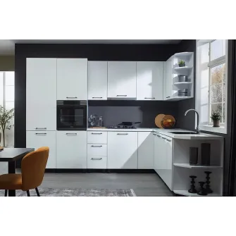 Set mobila bucatarie Ambianta Bonita 3.1x2.1 m Alb + servicii de modelare si vizualizare CADOU