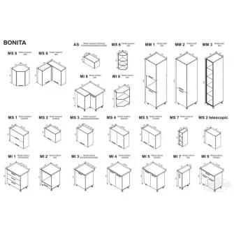 Set mobila bucatarie Ambianta Bonita 3.1x2.1 m Alb + servicii de modelare si vizualizare CADOU
