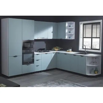 Set mobila bucatarie Ambianta Gloria 3.1x2.6 m Mint + servicii de modelare si vizualizare CADOU