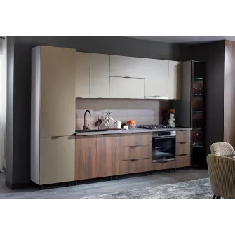 Set mobila bucatarie Ambianta Gloria 3.6 m Capucino / Catania + servicii de modelare si vizualizare CADOU