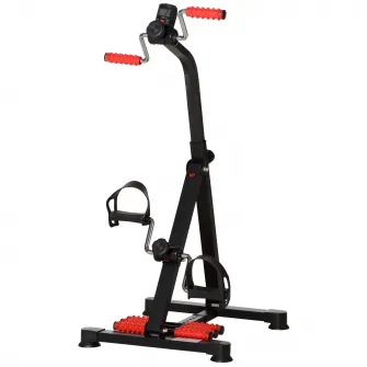Aparat de antrenament HOMCOM Bicicleta de antrenament portabila reglabila pe inaltime cu afisaj LCD si role pentru masaj la picioare pentru varstnici, Batrani