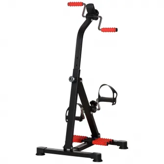 Aparat de antrenament HOMCOM Bicicleta de antrenament portabila reglabila pe inaltime cu afisaj LCD si role pentru masaj la picioare pentru varstnici, Batrani