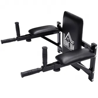 Aparat fitness Homcom, Din Otel, Pentru abdomen/spate/brate, Cu fixare pe perete, Negru