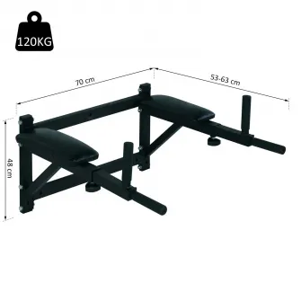 Aparat fitness Homcom, Din Otel, Pentru abdomen/spate/brate, Cu fixare pe perete, Negru