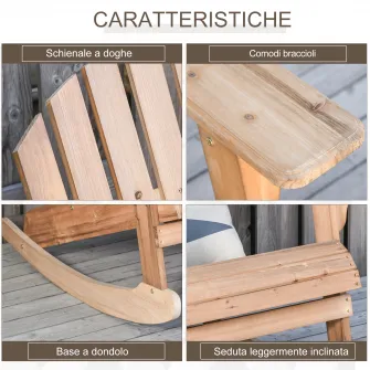 Balansoar adirondack pentru gradina, 77x94x97 lemn, Outsunny