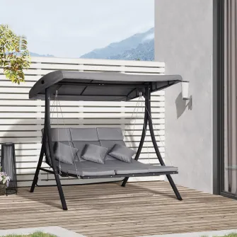 Balansoar cu 3 scaune, reglabil, 200x115x68cm, gri, Outsunny